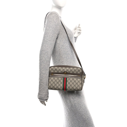 GG Supreme Monogram Web Small Ophidia Shoulder Bag Brown