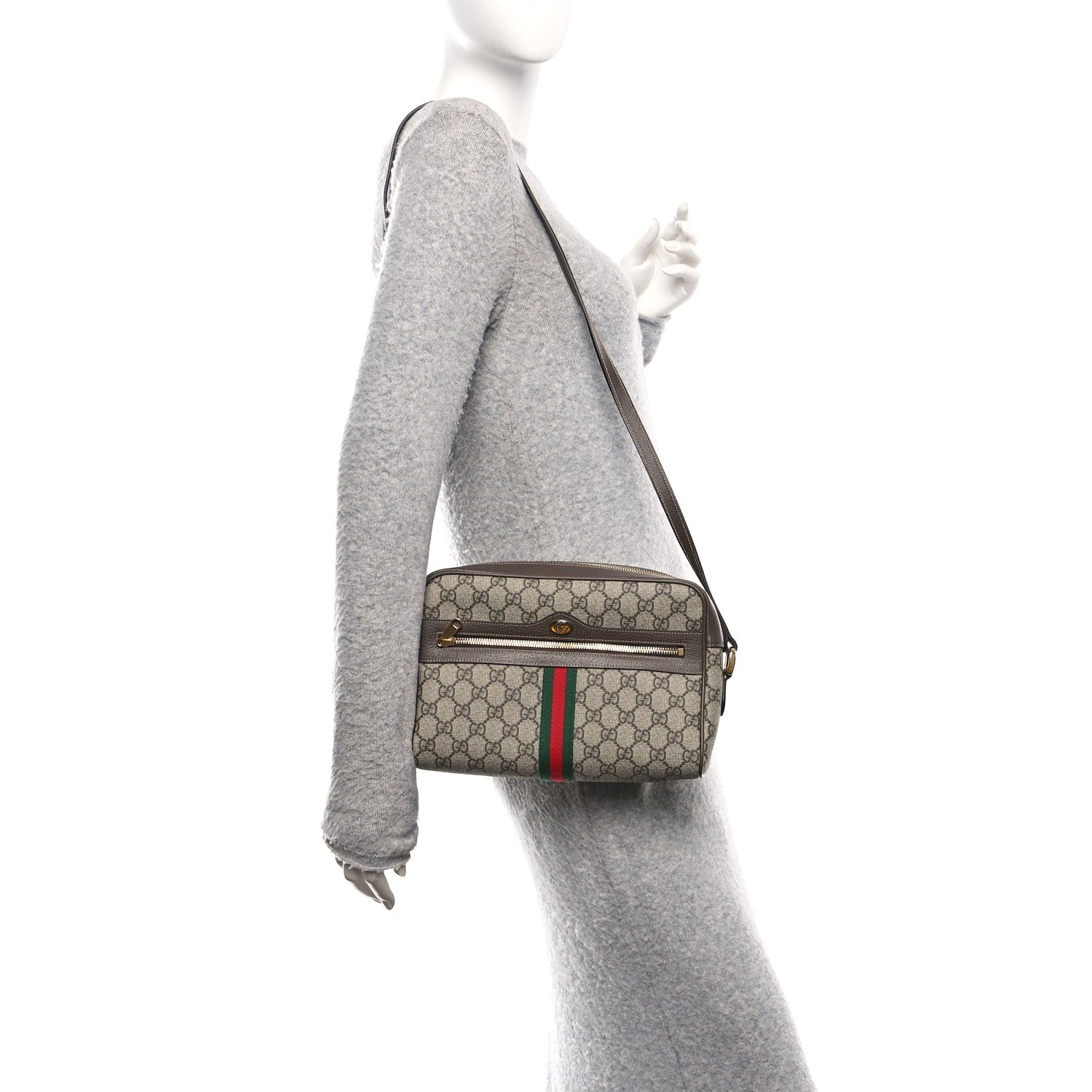 Gucci GG Supreme Monogram Web Small Ophidia Shoulder Bag Brown 2 of 10