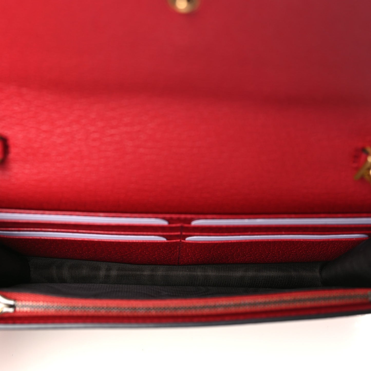 GG Supreme Monogram Web Queen Margaret Chain Wallet Red