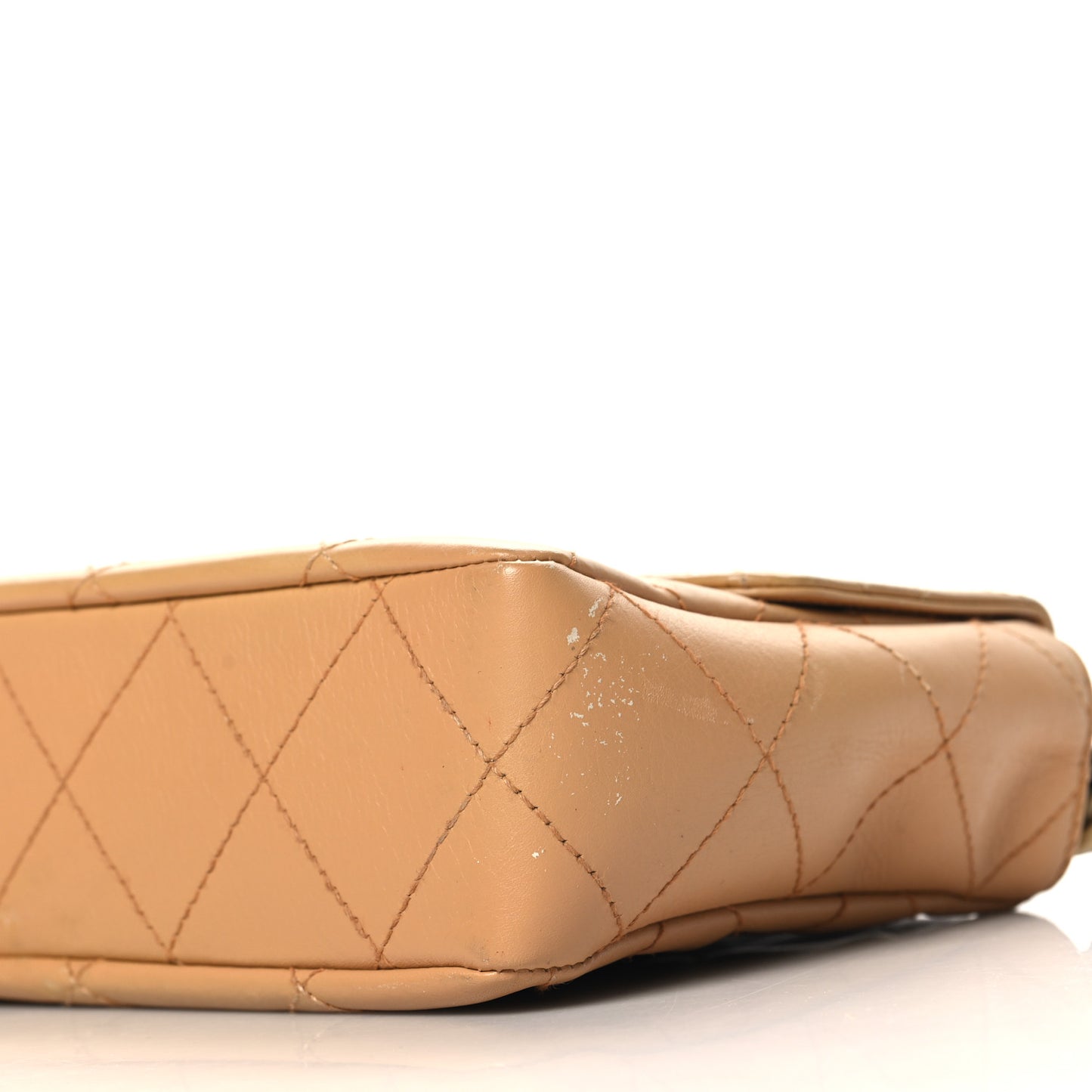 Lambskin Quilted Medium Single Flap Beige