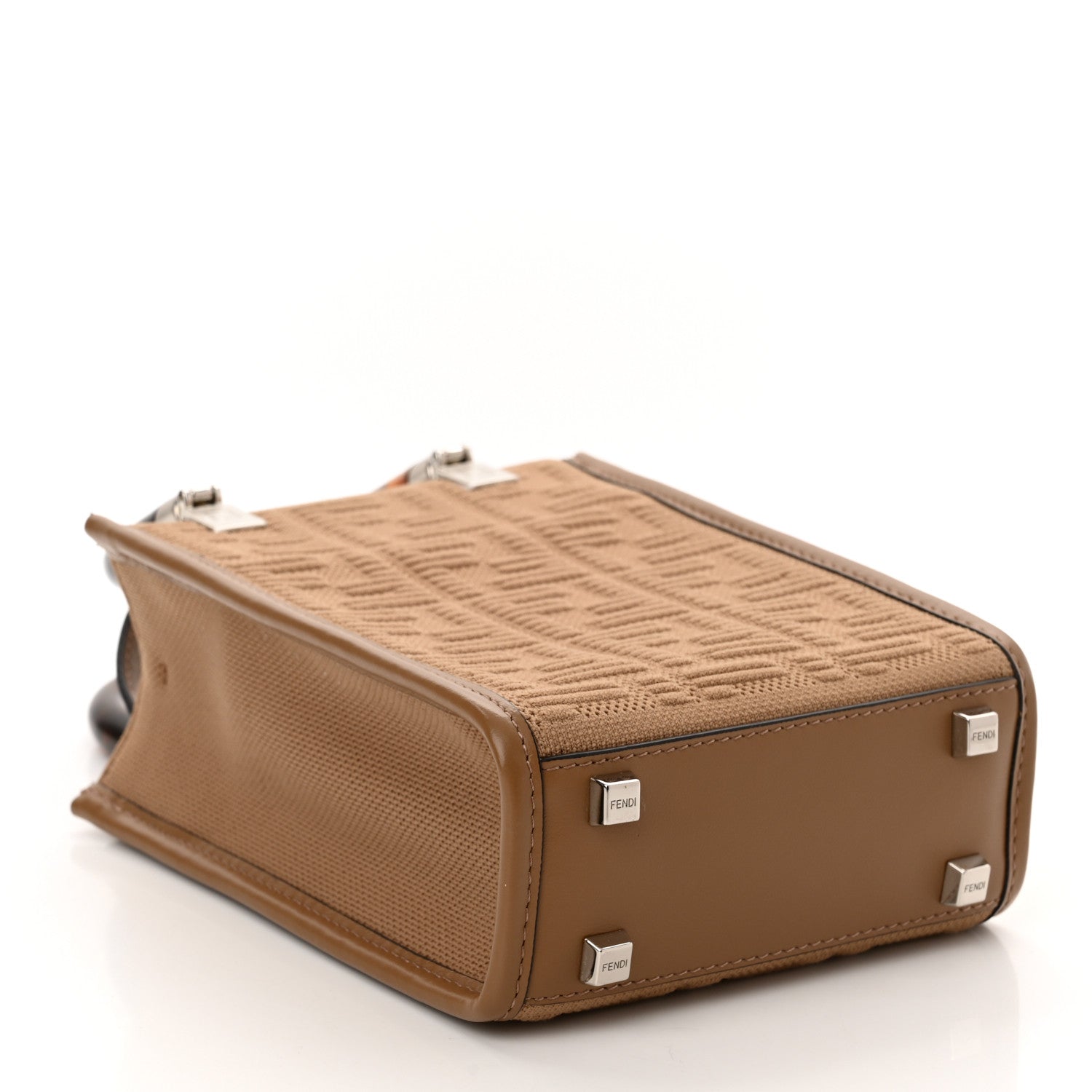Fendi Technical Fabric Vitello Ceylon Plexiglass FF Mini Fendi Sunshine Shopper Tote Sand 4 of 10
