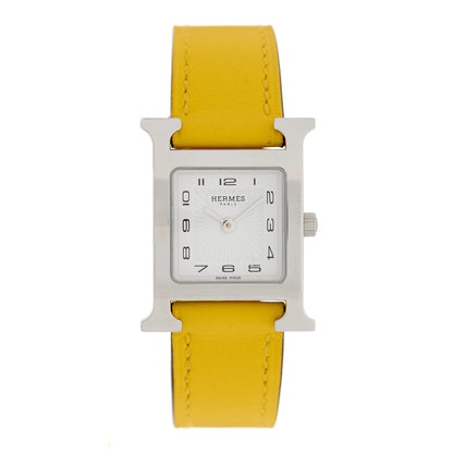 Hermes Stainless Steel Swift 21mm Heure H Hour Quartz Watch Jaune 1 of 5
