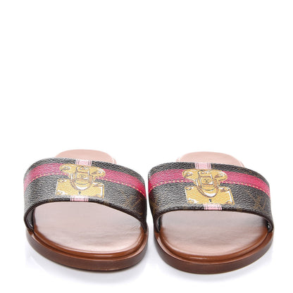 Louis Vuitton Patent Monogram Lock It Flat Mule 37.5 Cacao 2 of 7