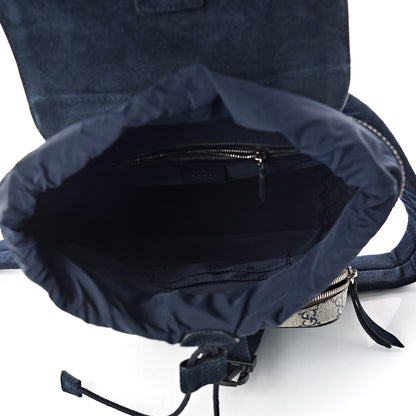 Gucci GG Supreme Monogram Blooms Small Single Buckle Backpack Beige Blue Navy 5 of 9