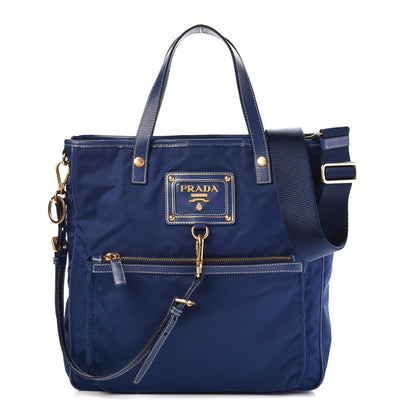 Prada Tessuto Nylon Saffiano Crossbody Tote Bleuette 1 of 14
