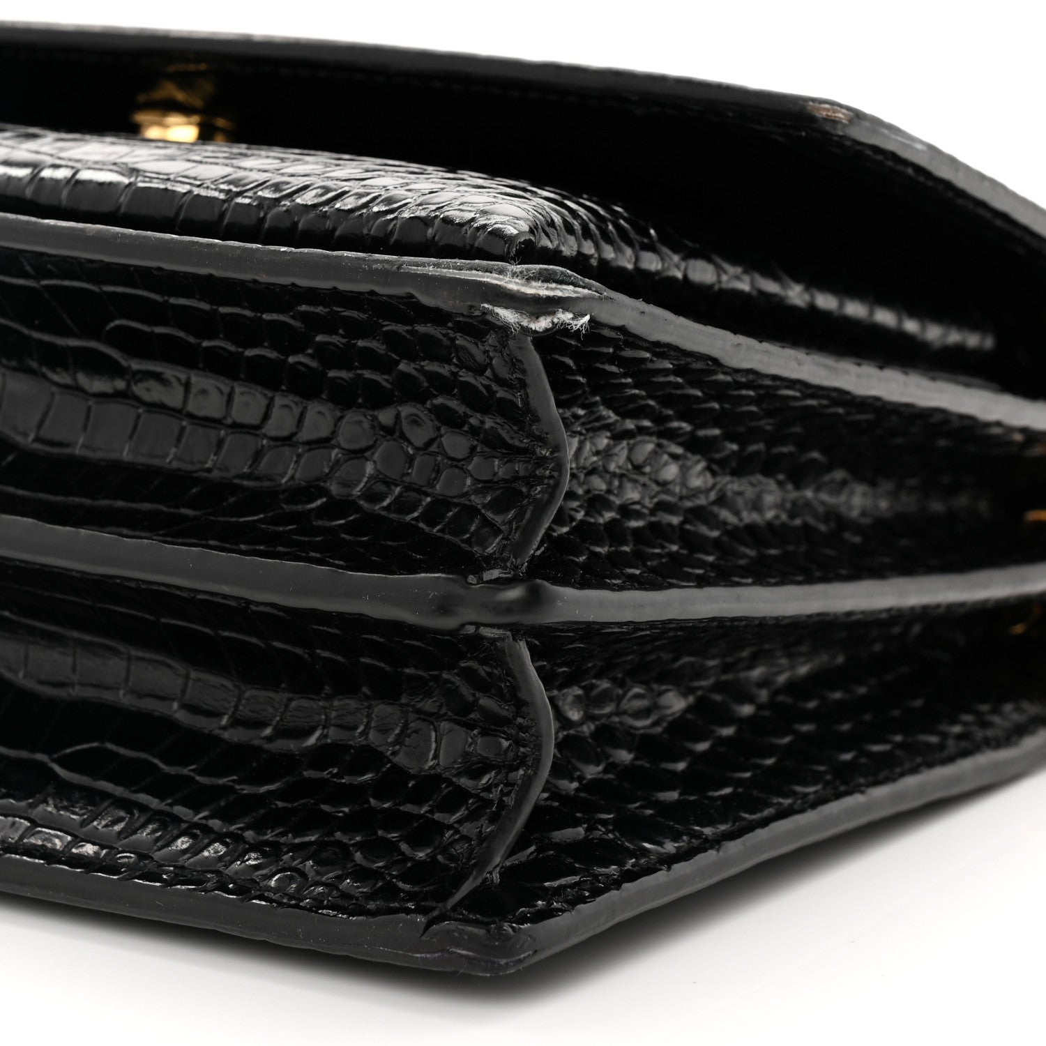 Saint Laurent Calfskin Crocodile Embossed Medium Monogram Sunset Black 10 of 12