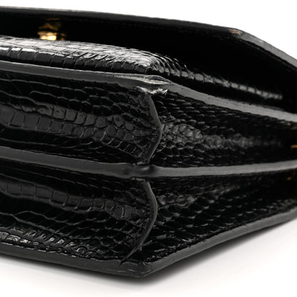 Saint Laurent Calfskin Crocodile Embossed Medium Monogram Sunset Black 10 of 12