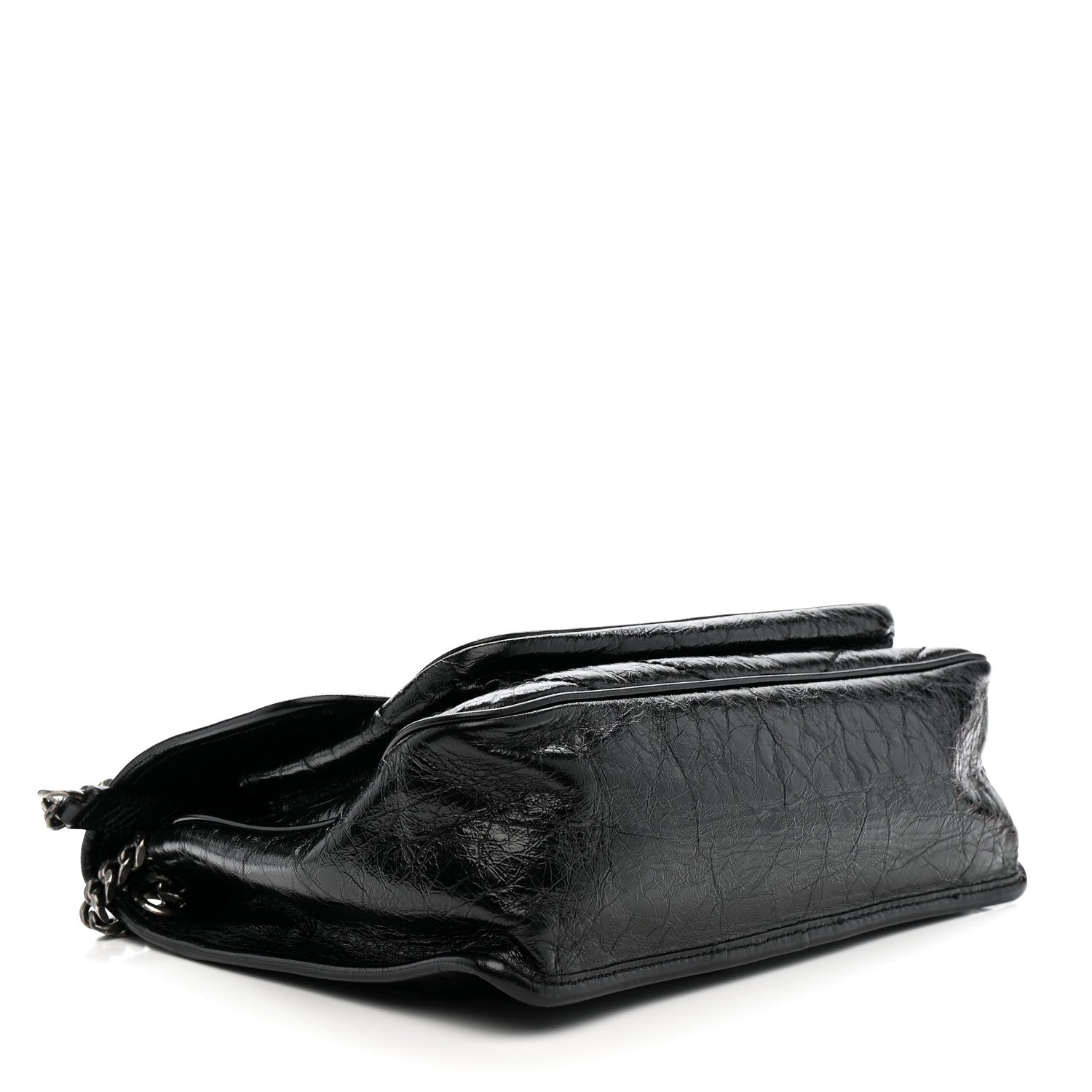 Saint Laurent Crinkled Calfskin Matelasse Monogram Medium Niki Chain Satchel Black 4 of 12