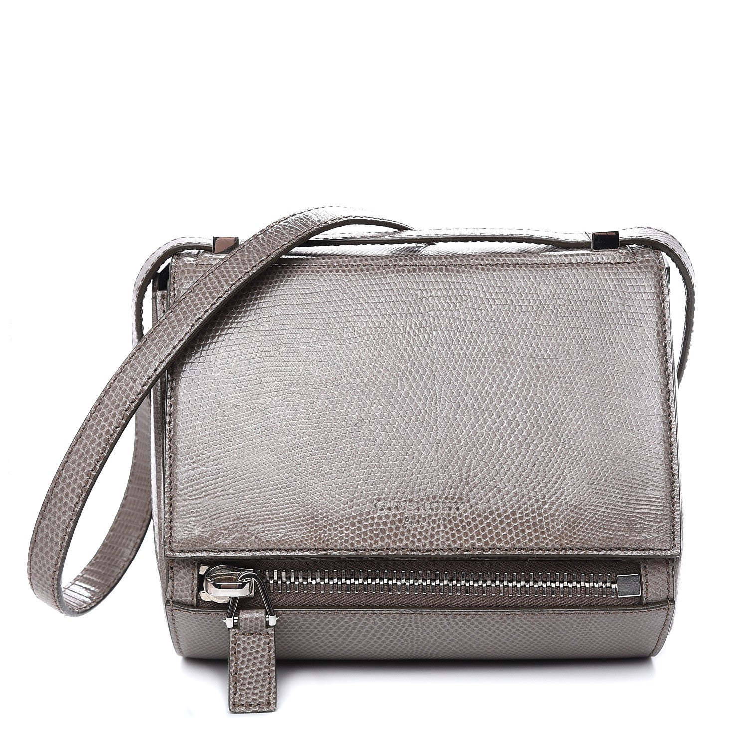 Givenchy Calfskin Lizard Embossed Mini Pandora Box Crossbody Bag Mastic 1 of 16
