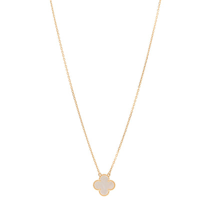 Van Cleef & Arpels 18K Yellow Gold Mother of Pearl Vintage Alhambra Pendant Necklace 1 of 6