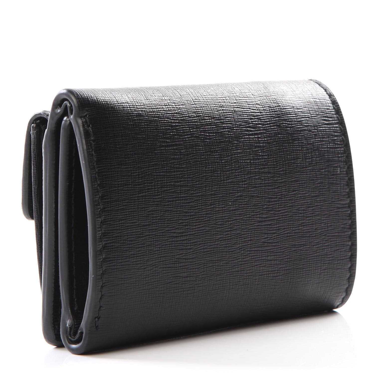 Balenciaga Striped Calfskin Logo Mini Wallet Black 2 of 12