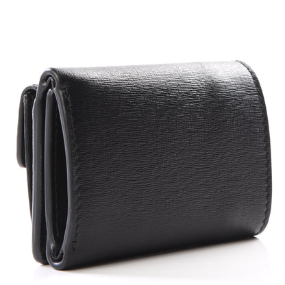 Balenciaga Striped Calfskin Logo Mini Wallet Black 2 of 12