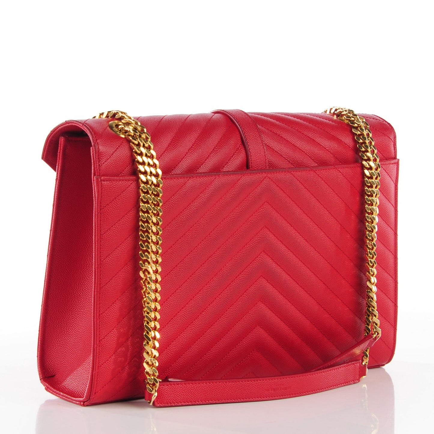 Grain De Poudre Matelasse Chevron Large Monogram Satchel Lipstick Red