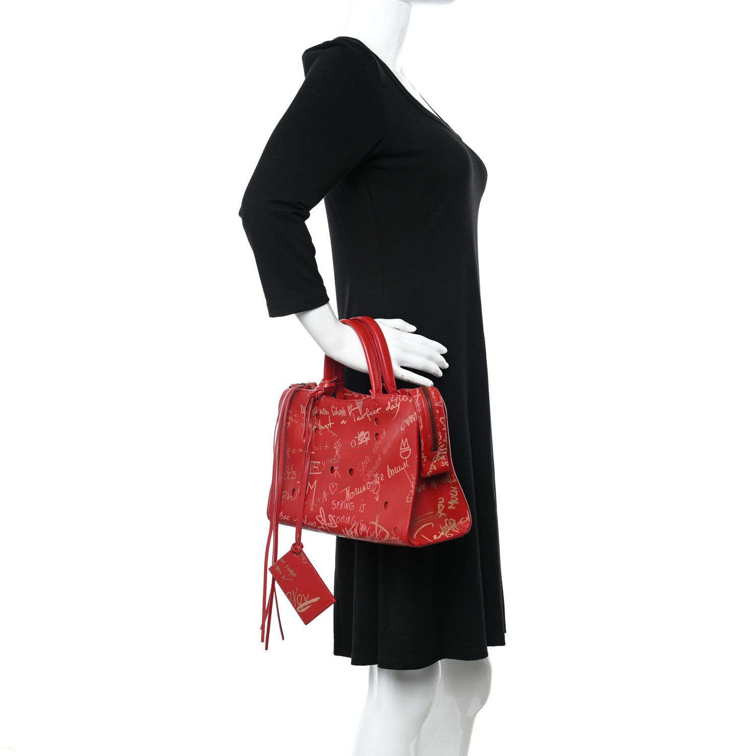 Balenciaga Calfskin Love Perforated Blackout Hardware S City Rouge Profond 2 of 10