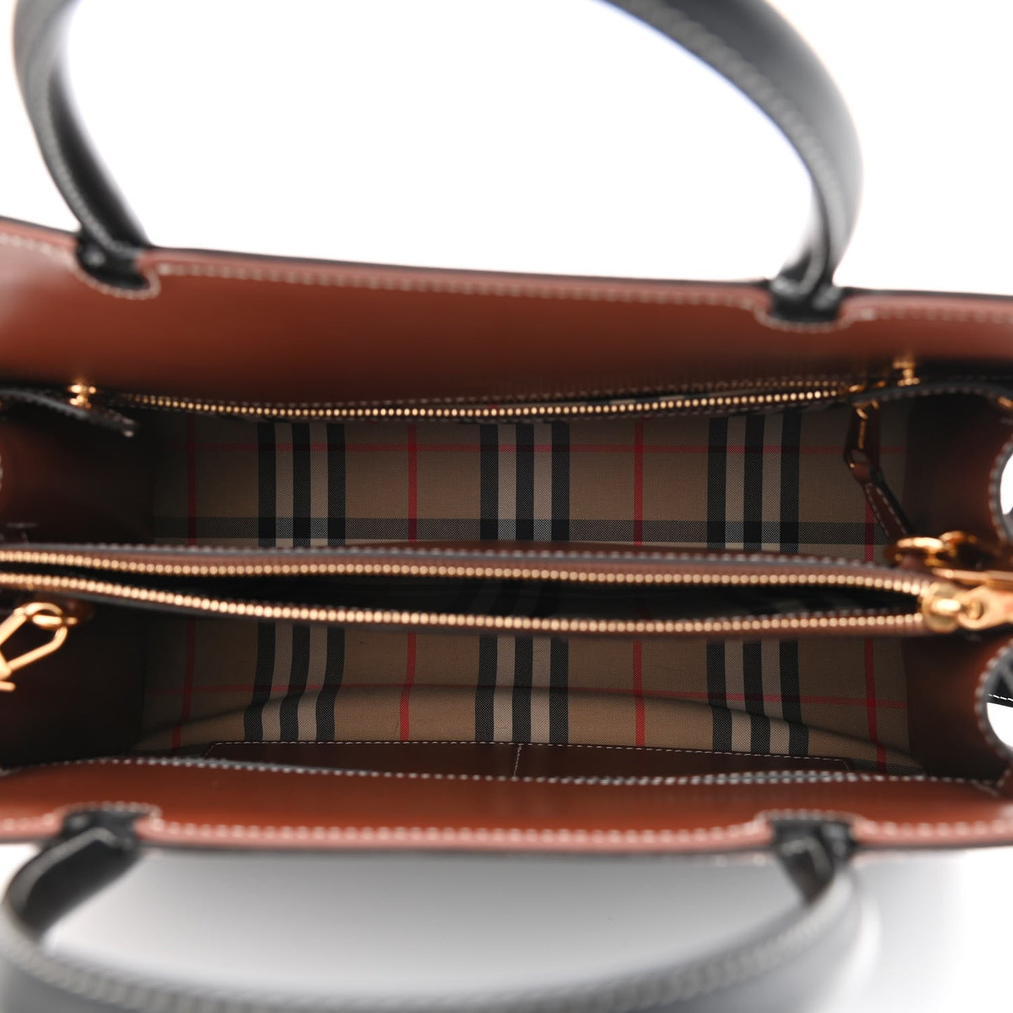 Calfskin Vintage Check Small Two Handle Title Bag Black
