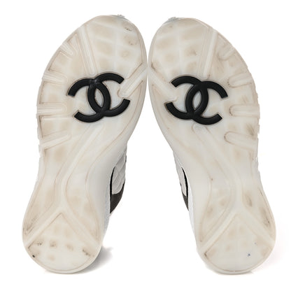 Chanel Nylon Suede Calfskin Womens Sneakers 39 White Grey 5 of 11