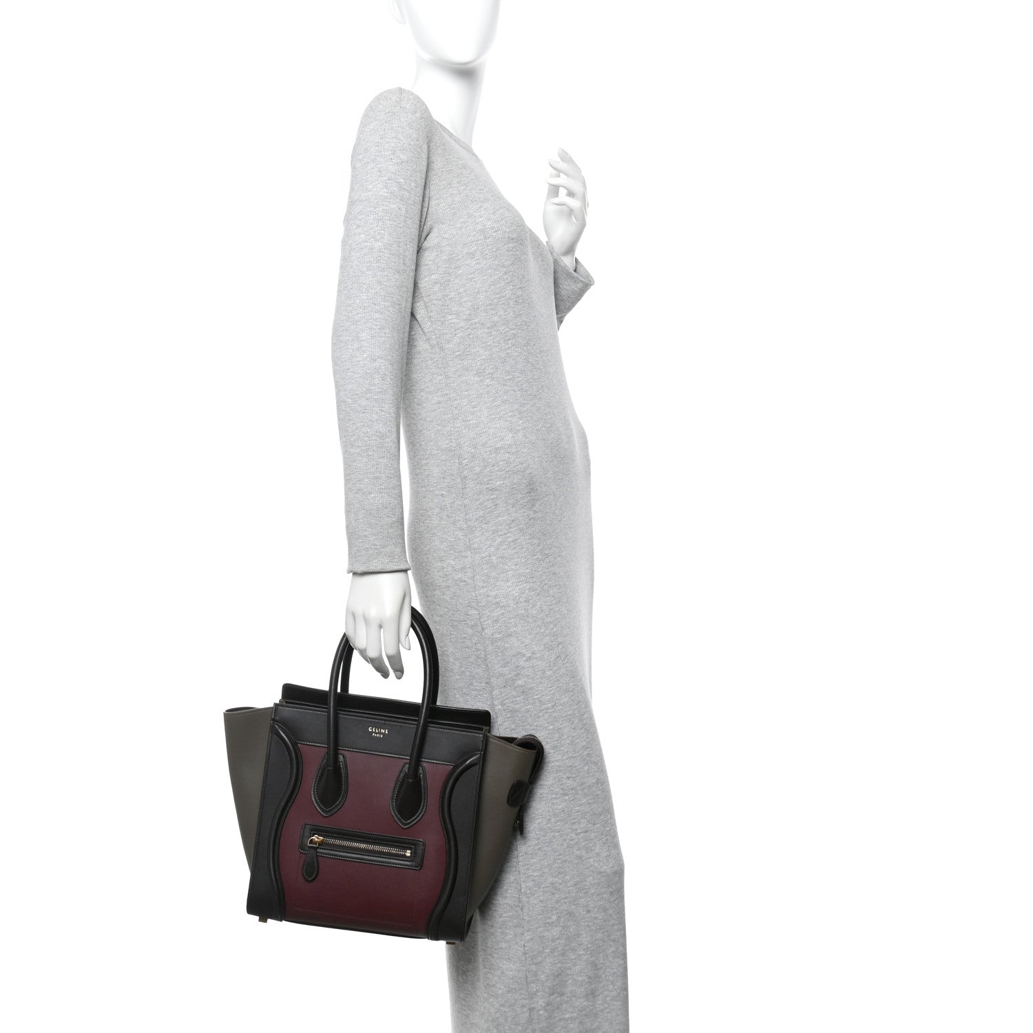 Celine Smooth Calfskin Nubuck Micro Tri-Color Luggage Burgundy 2 of 9