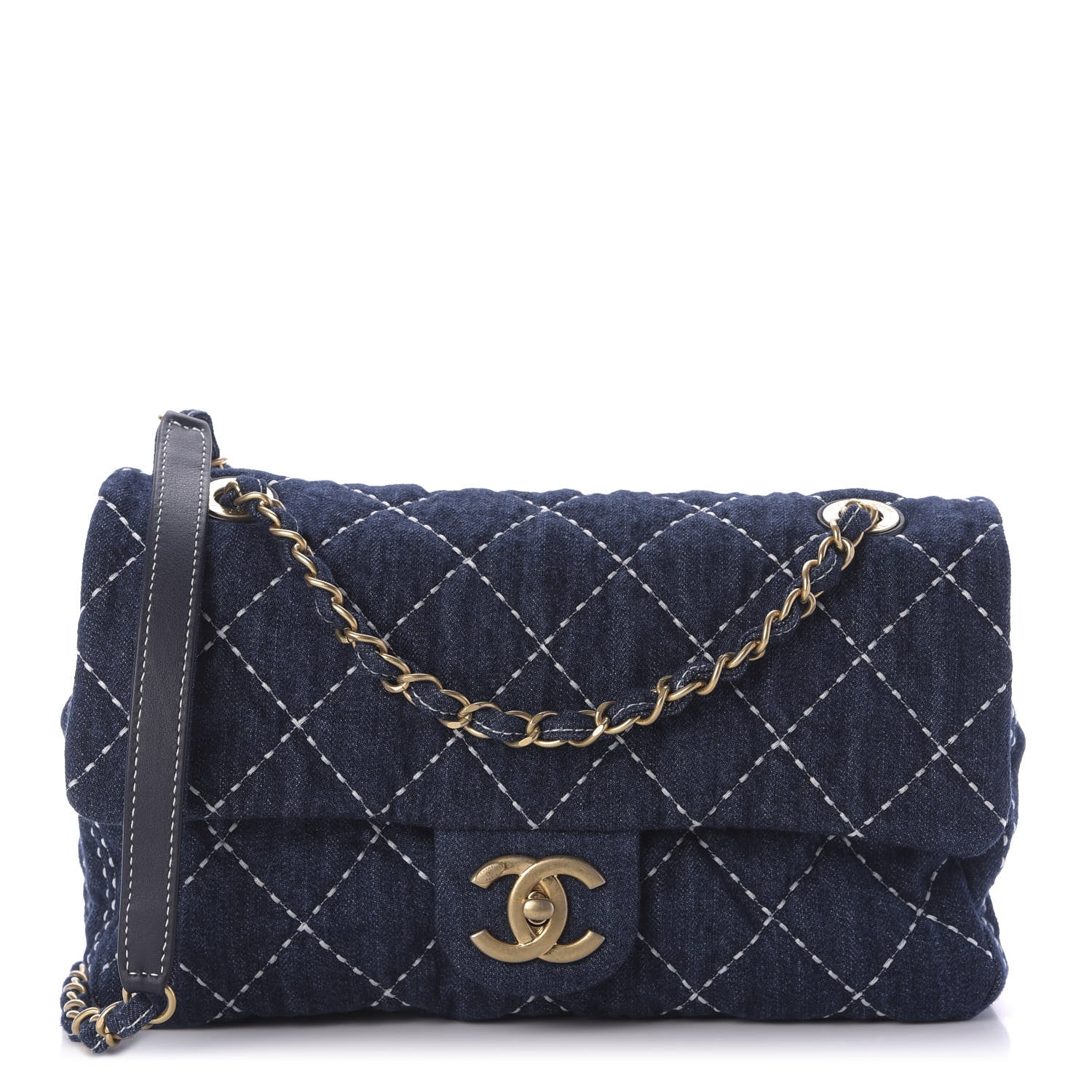 Chanel Denim Quilted Medium Denim Trip Single Flap Blue 1 of 10