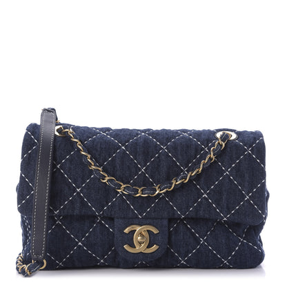 Chanel Denim Quilted Medium Denim Trip Single Flap Blue 1 of 10