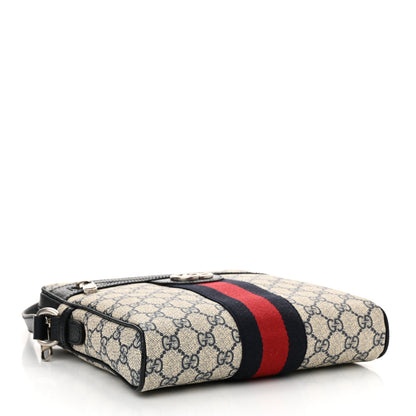 Gucci GG Supreme Monogram Textured Dollar Calfskin Web Small Ophidia Messenger Bag Beige Blue 4 of 11