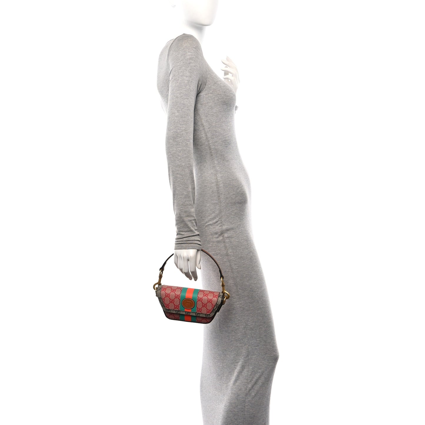 X DANS LE VERT GG Supreme Monogram Cuoio Web Mini Retro Interlocking G Top Handle Beige Rosso Ebony Harness Brown