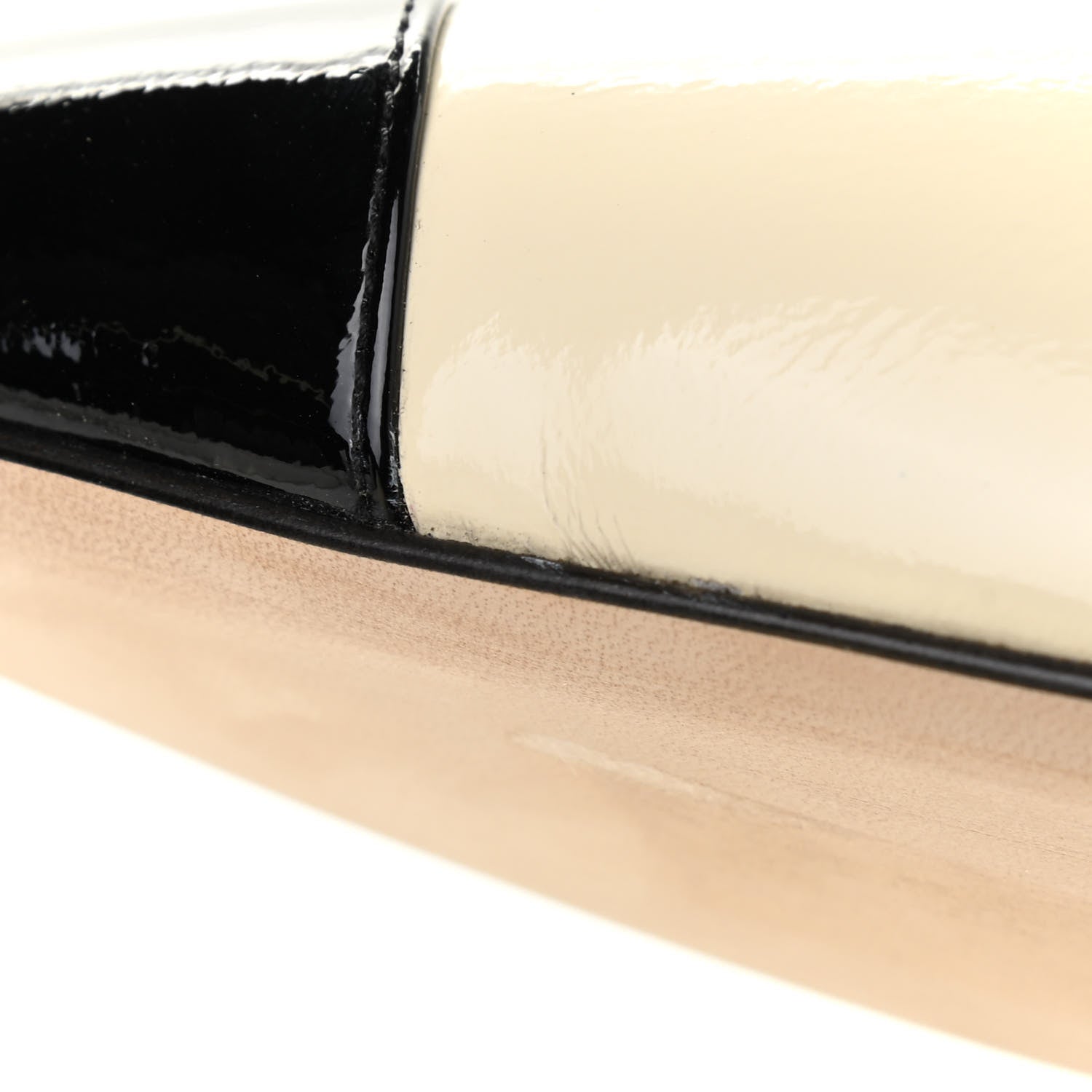 Chanel Patent Calfskin Cap Toe Pumps 37 Beige Black 10 of 10