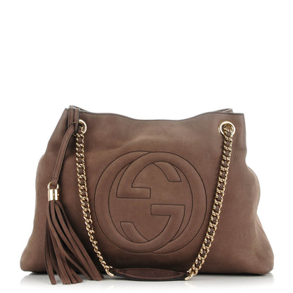 Gucci Vitello Range Medium Soho Chain Shoulder Bag Grey Field 1 of 8