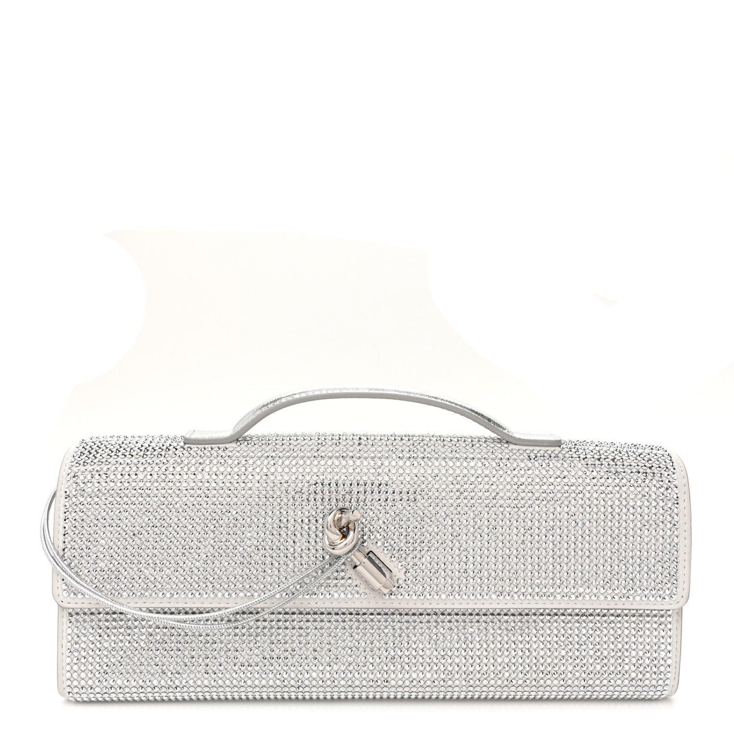 Bottega Veneta Nappa Crystal Long Andiamo Top Handle Clutch White 1 of 9
