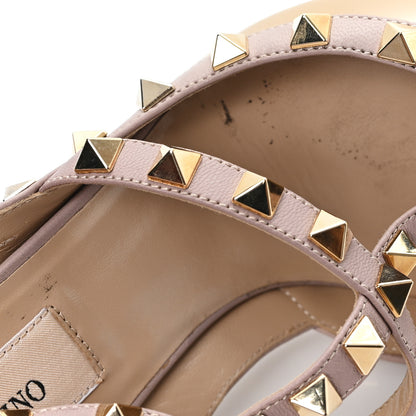Valentino Garavani Patent Nappa Rockstud Ankle Strap 100mm Pumps 36 Camel Rose Poudre 8 of 9