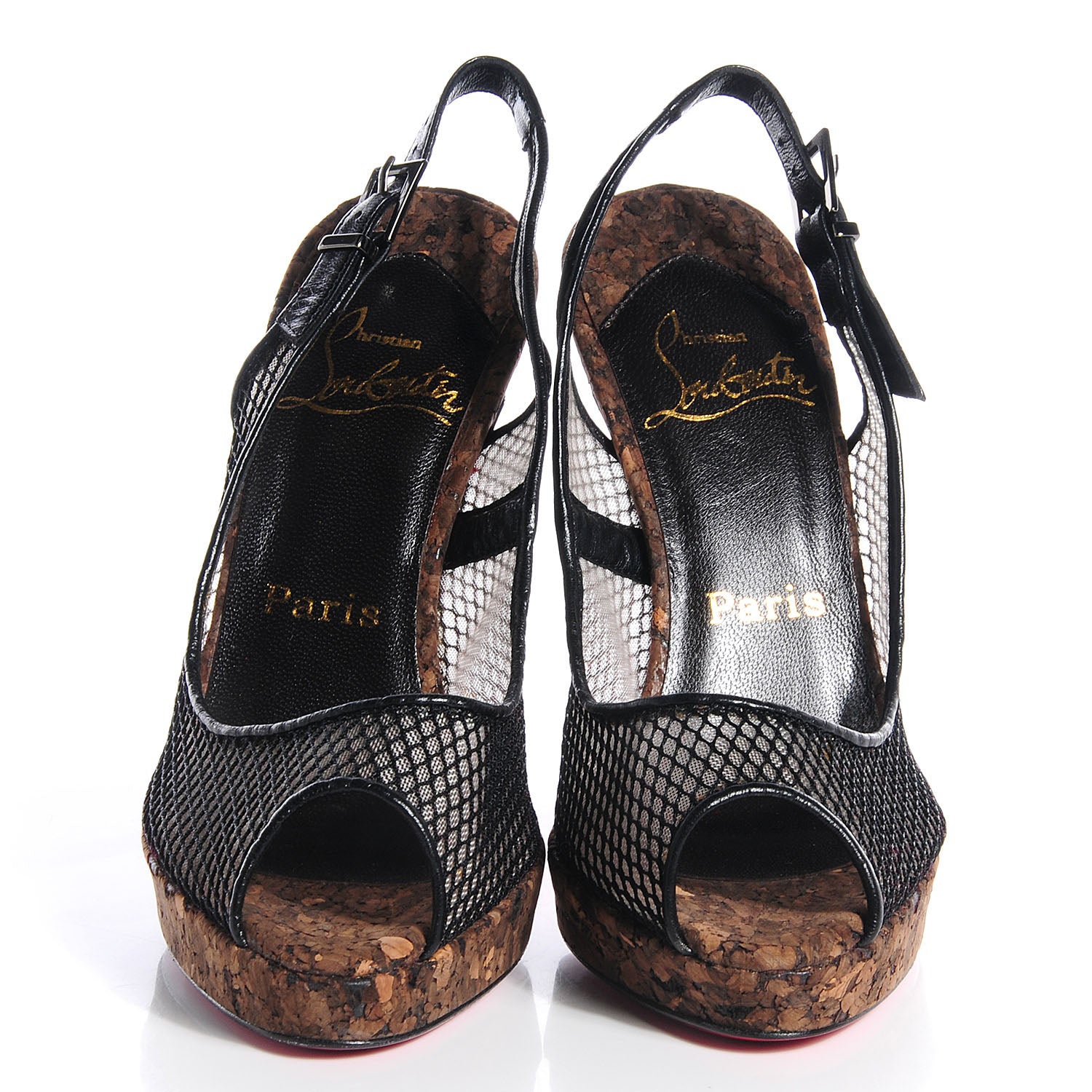 Christian Louboutin Cork Fishnet Madamoiselle Marchand 120 Pumps 36 Black 2 of 7
