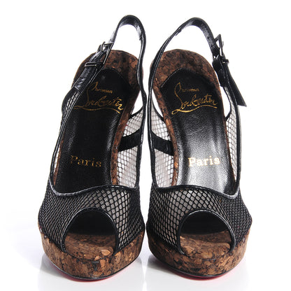 Christian Louboutin Cork Fishnet Madamoiselle Marchand 120 Pumps 36 Black 2 of 7