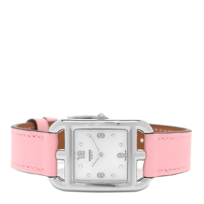 Hermes Stainless Steel Swift Diamond Mother of Pearl 23mm Cape Cod Quartz Watch Rose Sakura 2 of 5