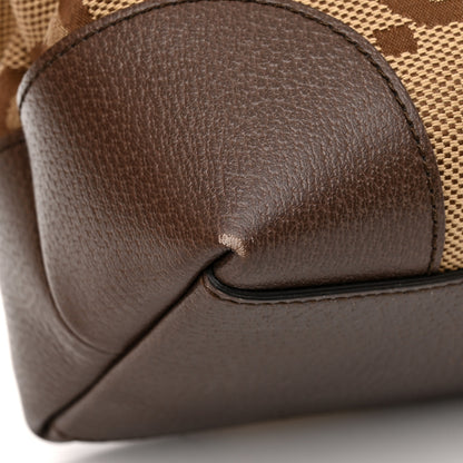 Gucci Monogram Jumbo GG Textured Dollar Calfskin Web Medium Ophidia Shopping Tote Camel Ebony 12 of 15