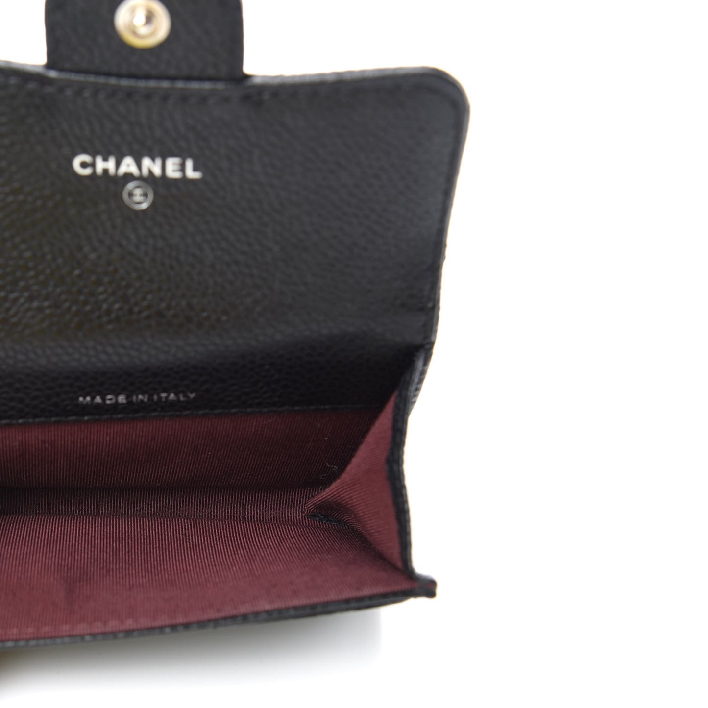 Caviar Quilted Flap Card Holder Black