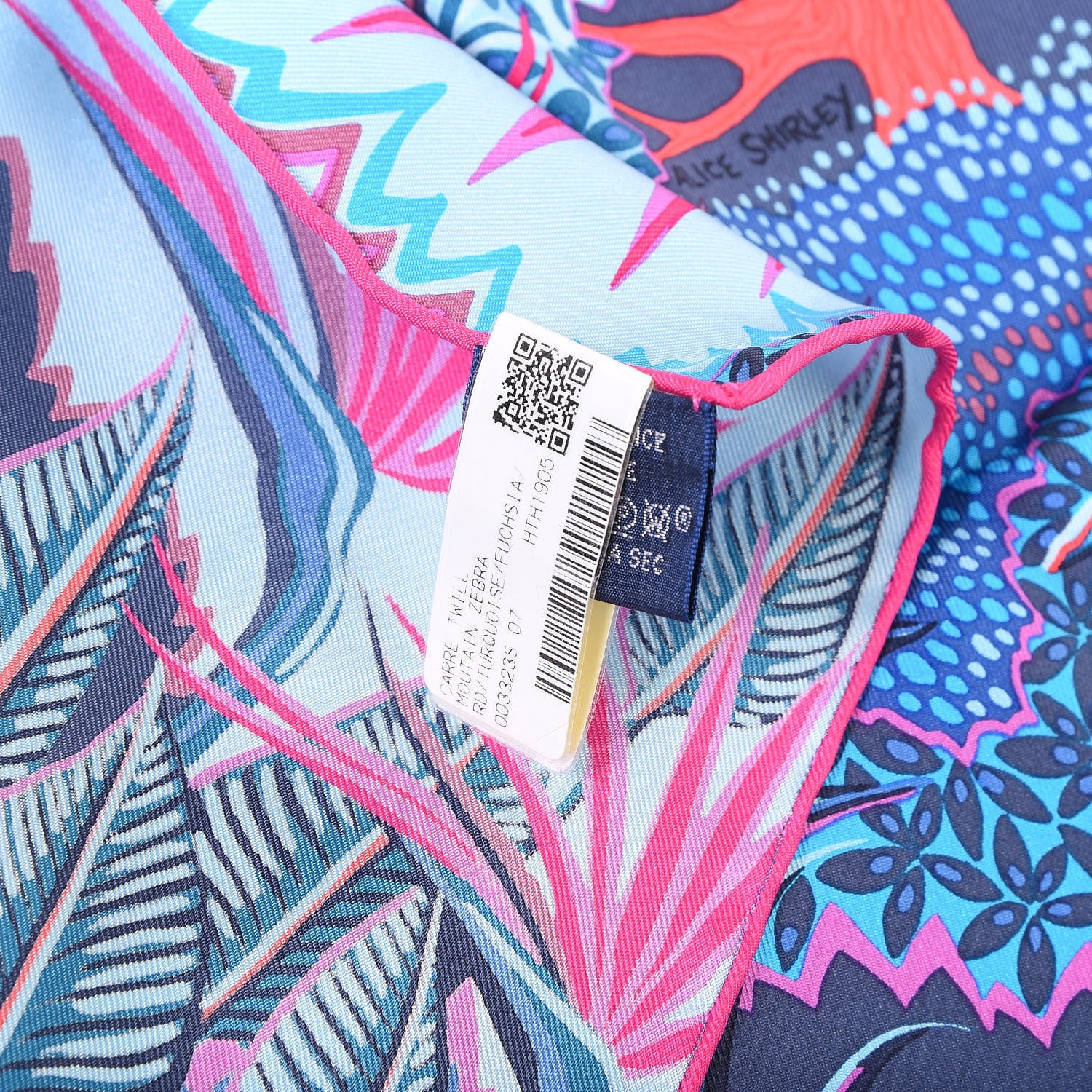 Hermes Silk Mountain Zebra Scarf 90 Turquoise Fuchsia Cobalt 9 of 9