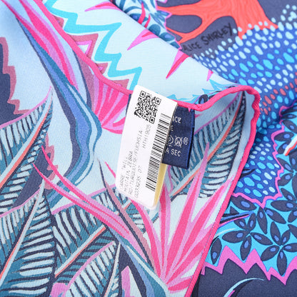 Hermes Silk Mountain Zebra Scarf 90 Turquoise Fuchsia Cobalt 9 of 9
