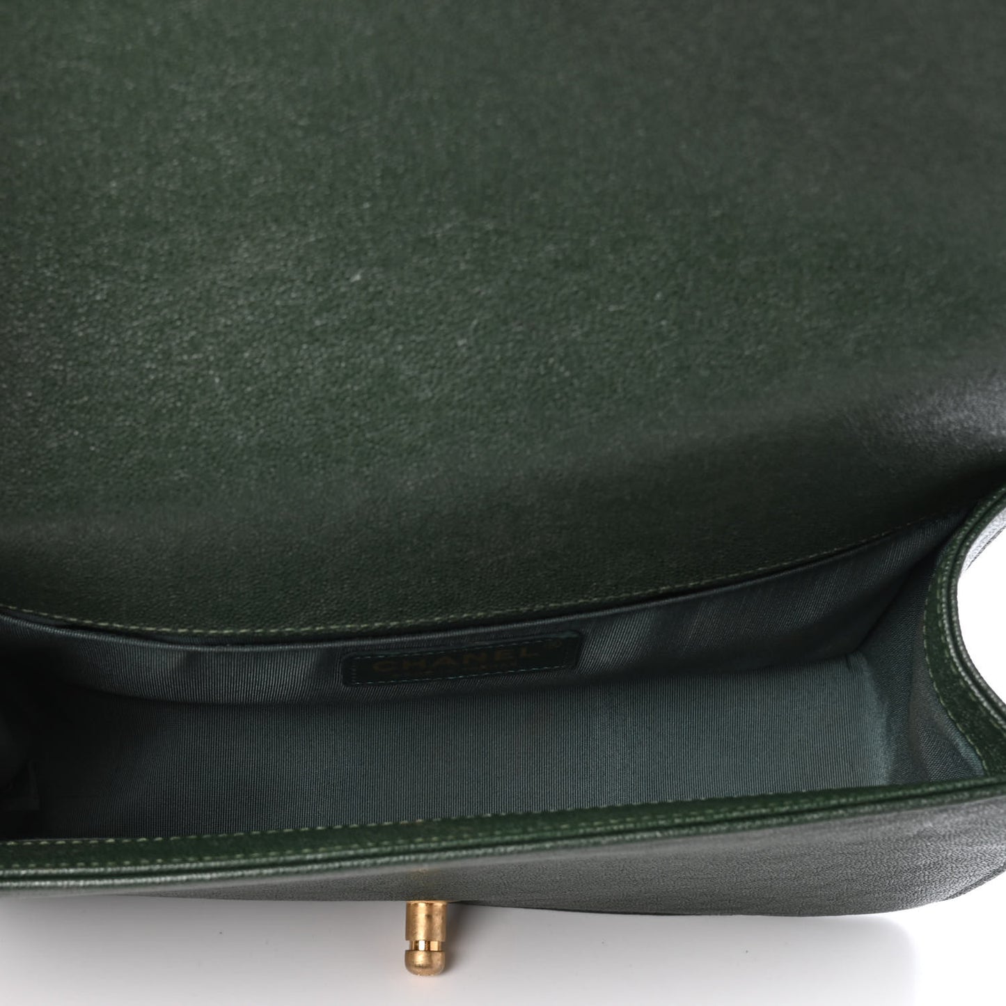 Caviar Chevron Quilted Medium Boy Flap Green