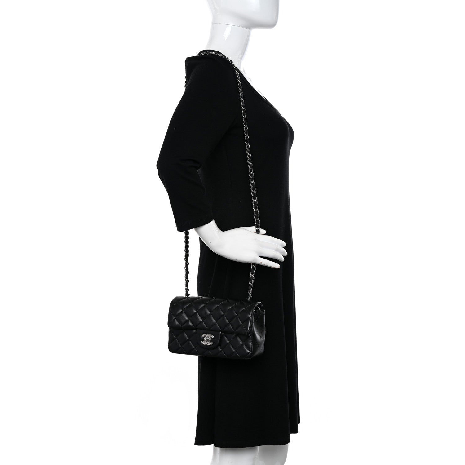 Chanel Lambskin Quilted Mini Rectangular Flap Black 2 of 11