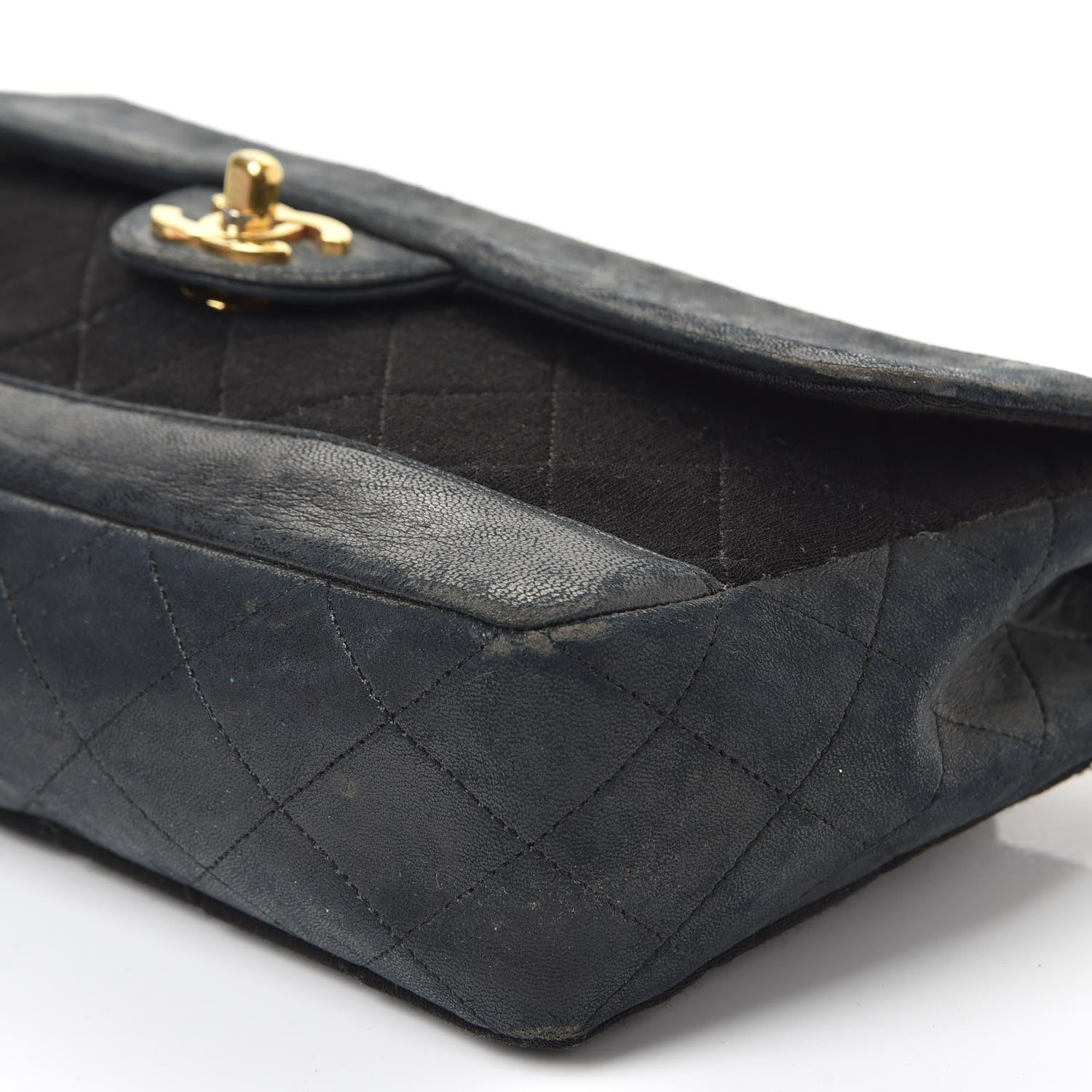 Chanel Lambskin Jersey Quilted Small Single Flap Dark Blue 6 of 11