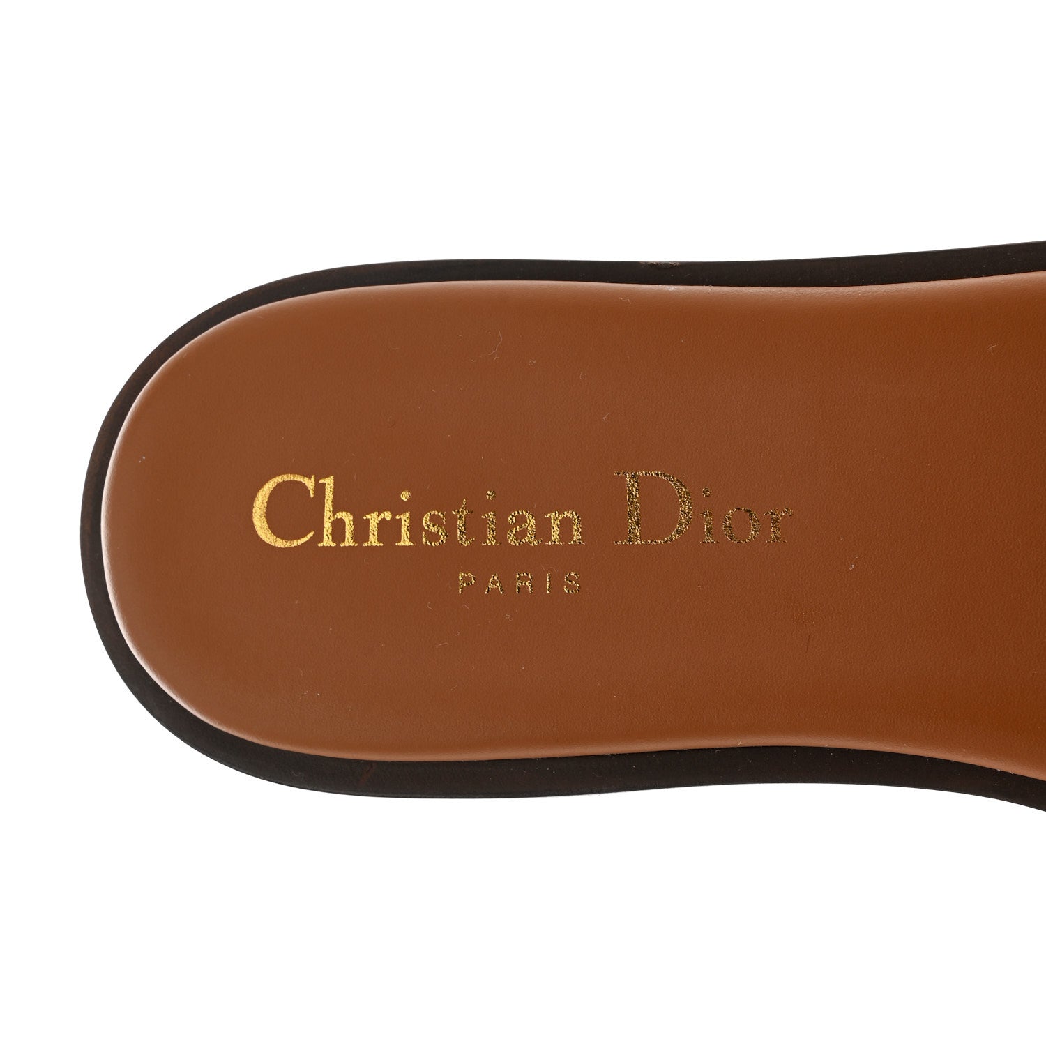 Christian Dior Calfskin Canvas Embroidered Dway Flat Slide Sandals 36 Camel 8 of 9