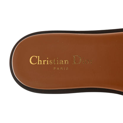 Christian Dior Calfskin Canvas Embroidered Dway Flat Slide Sandals 36 Camel 8 of 9