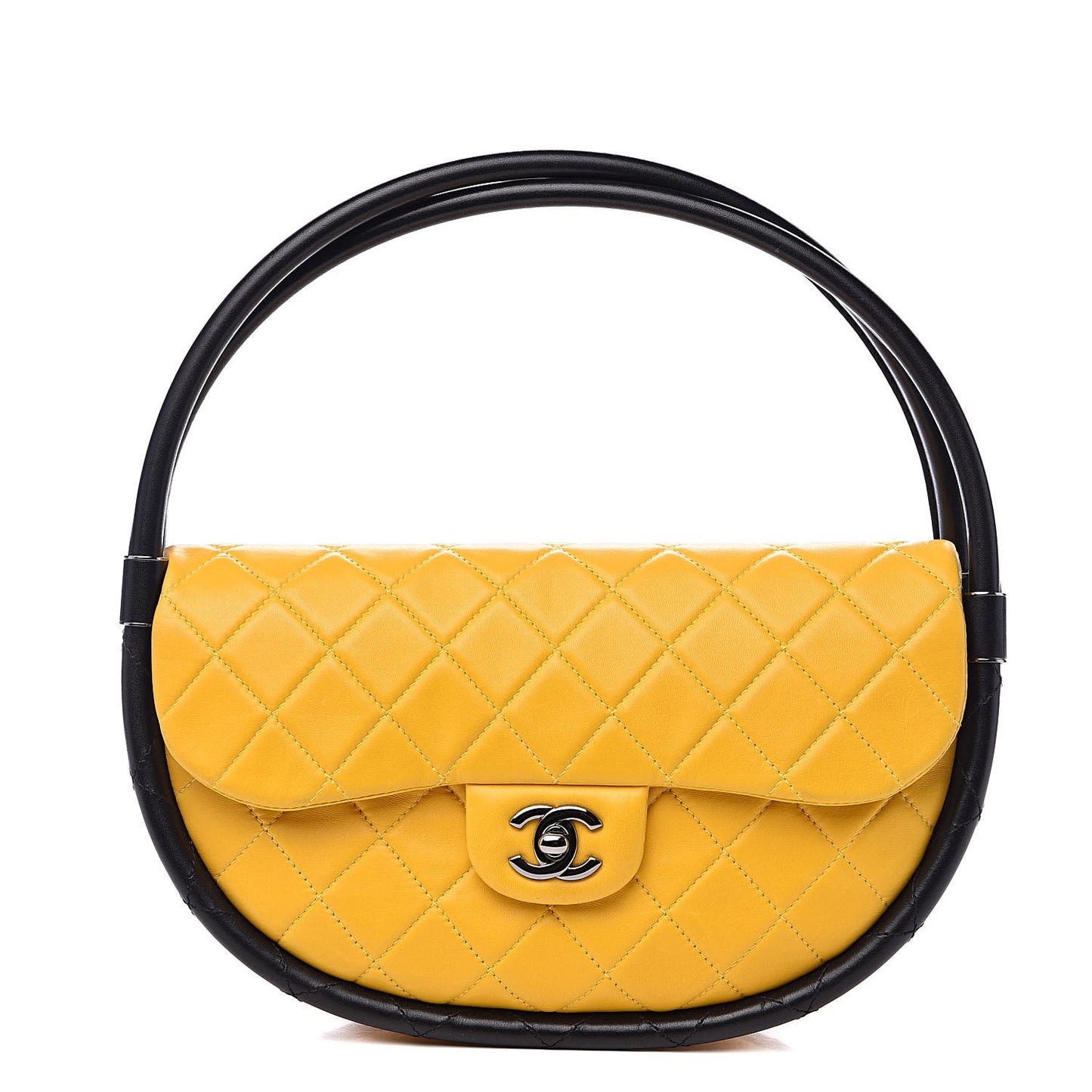 Quilted Lambskin Small Hula Hoop Flap Yellow