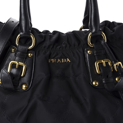 Prada Tessuto Nylon Jacquard Logo Tote Black 10 of 10