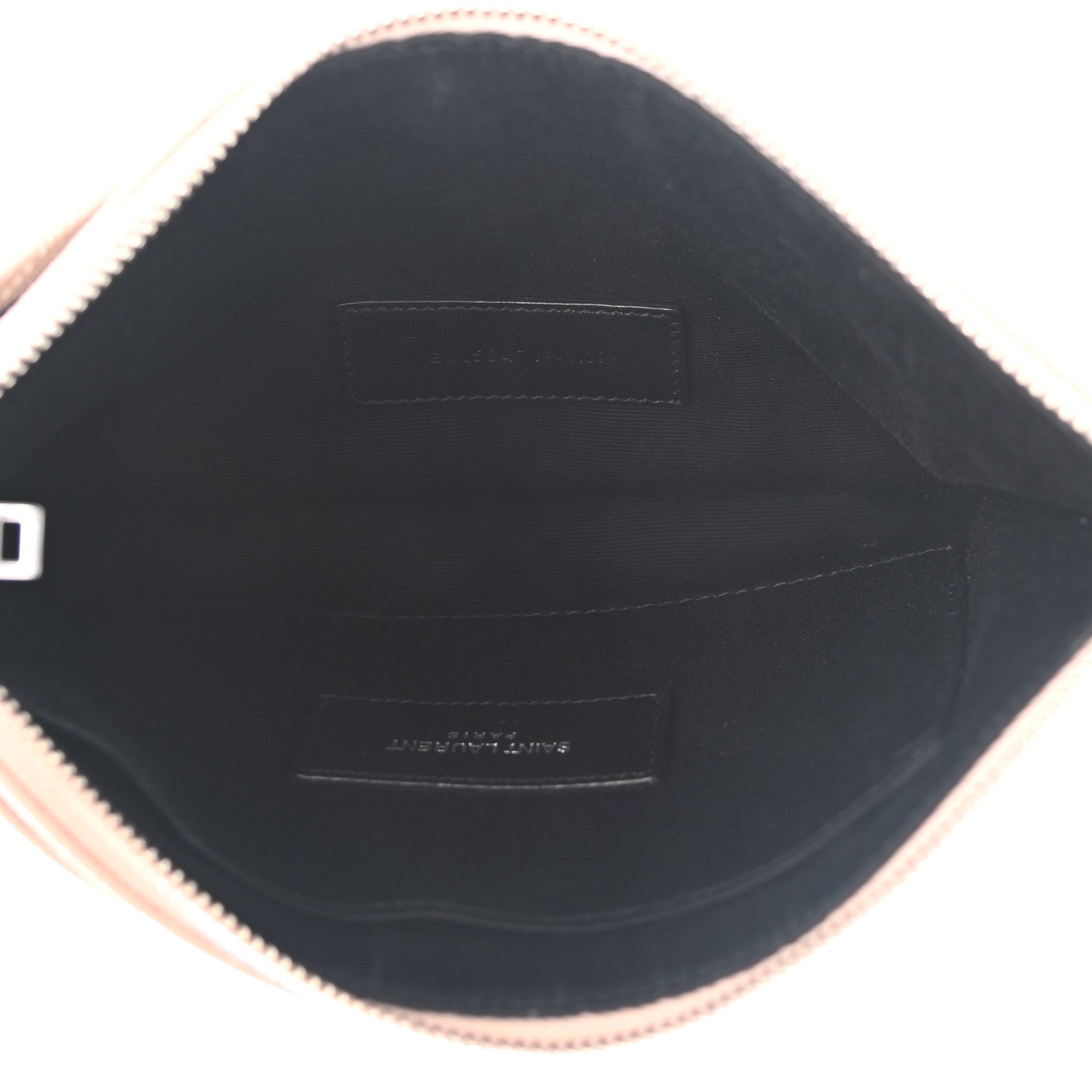 Saint Laurent Grain De Poudre Chevron Monogram Large Bill Pouch Pale Pink 6 of 9