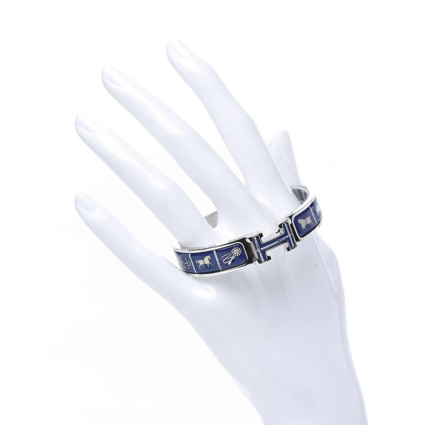 Enamel Printed Narrow Couvertures et Tenues de Jour Clic Clac H Bracelet PM Laiton Plaque