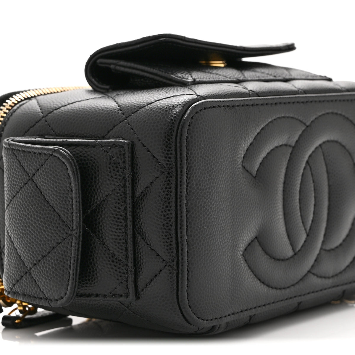 Chanel Caviar Quilted Polly Pocket East West Top Vanity With Chain Black 10 of 11