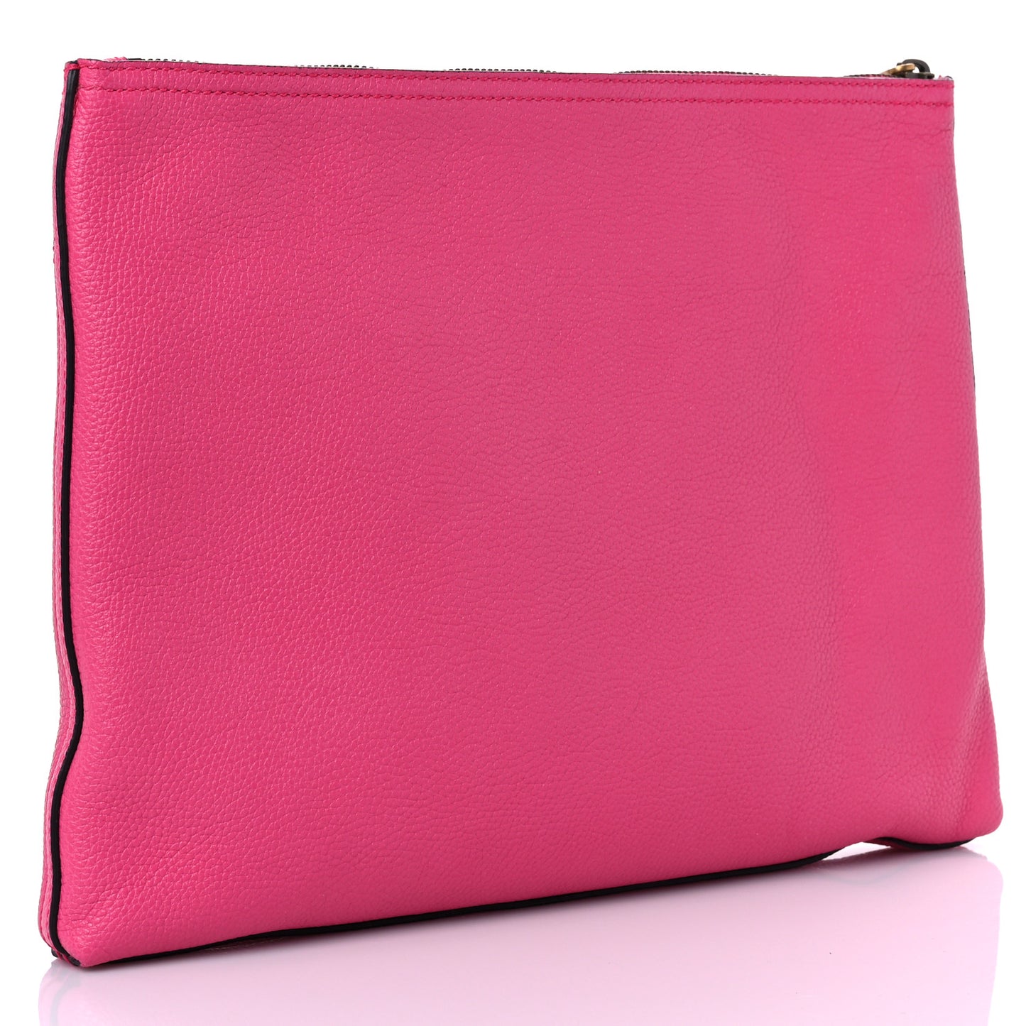 Pebbled Calfskin Medium Logo Portfolio Clutch Box Pink Green