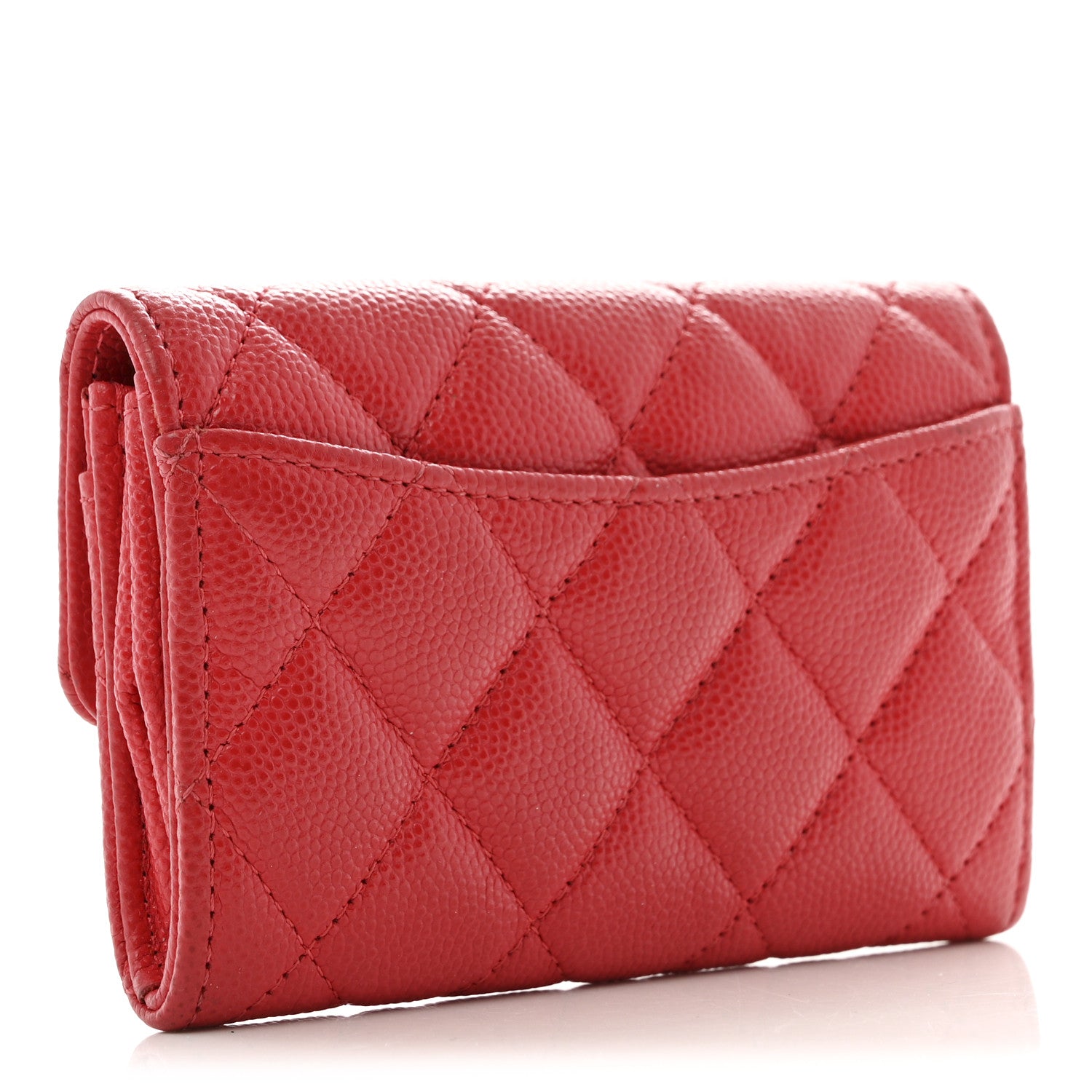 Chanel Caviar Quilted Flap Card Holder Wallet Red 3 of 10