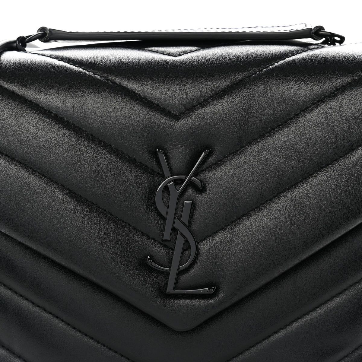 Saint Laurent Calfskin Y Quilted Monogram Monochrome Small Loulou Chain Satchel Black 8 of 10