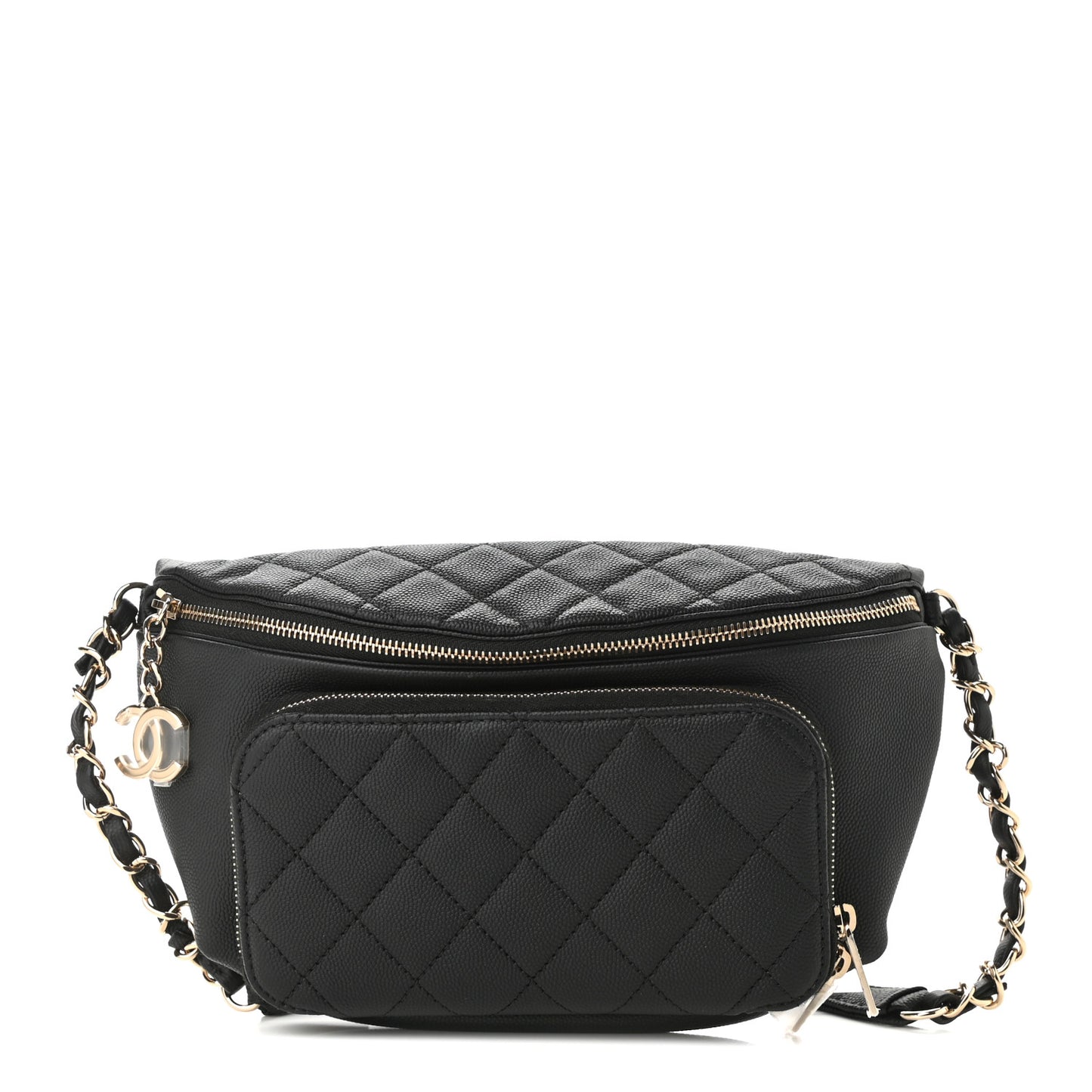 Caviar Quilted Business Affinity Waist Belt Bag Black